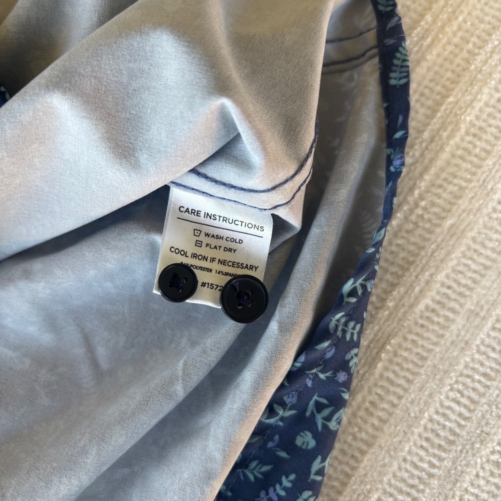 Mizzen+Main Leeward Trim Fit Short Sleeve Shirt XL Navy Blue Floral 1WS-0043-T - Picture 5 of 10